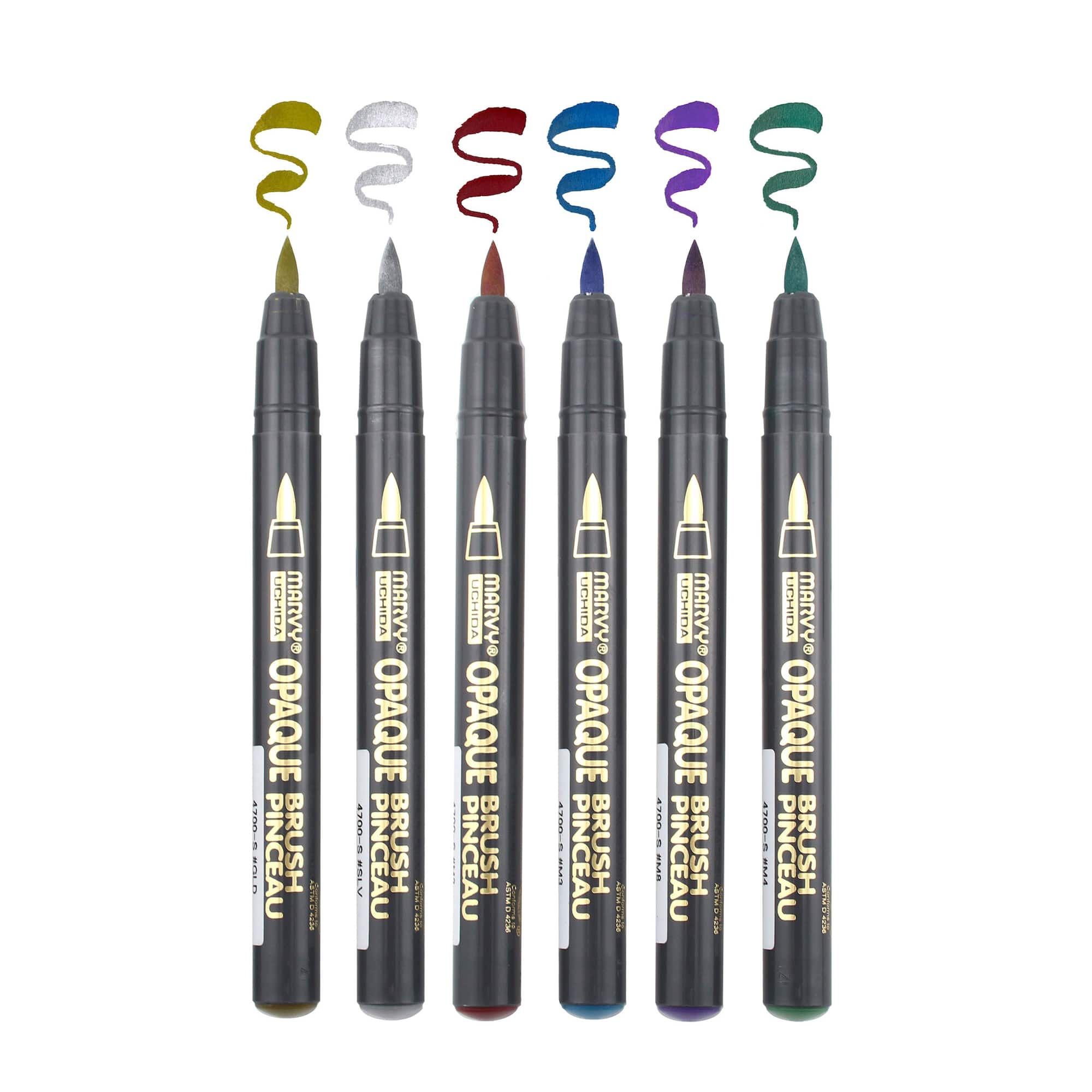 Marvy® Uchida 6 Metallic Color Opaque Brush Markers Set